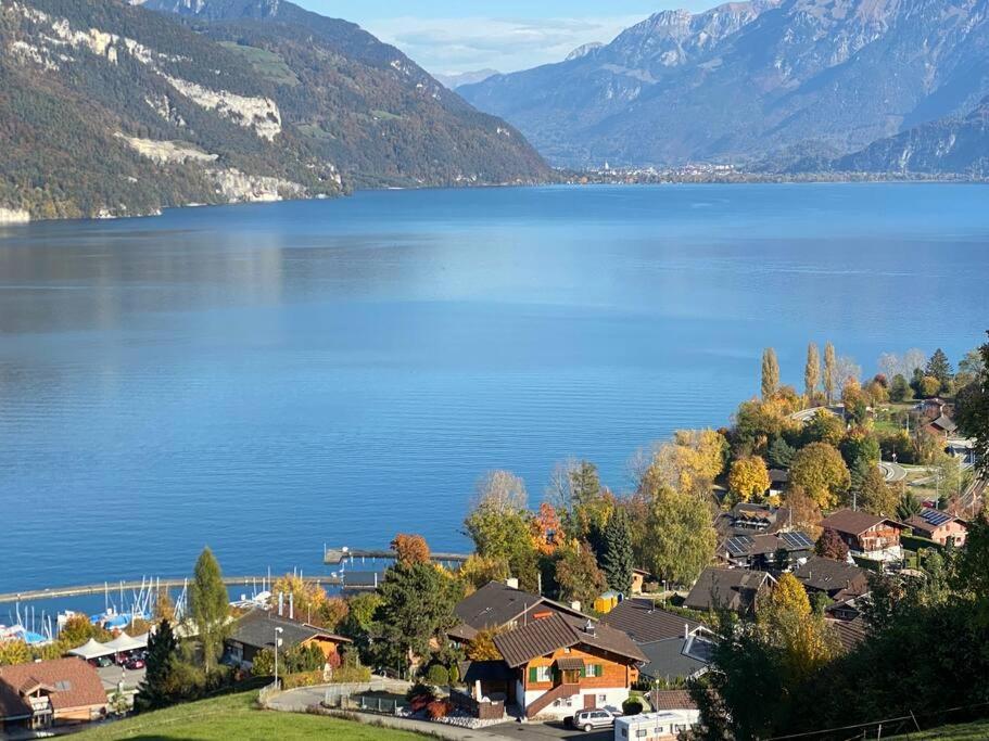 Herrlicher Blick Auf Berge Und See Faulensee Εξωτερικό φωτογραφία